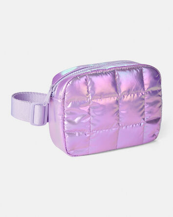 Girls Quilted Shiny Sling Bag - Purple, 