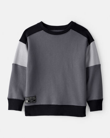 Boys Color-Block Pullover Sweatshirt - Black, 