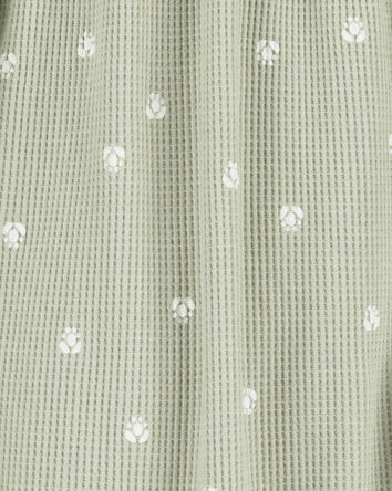 Baby Girl Heart Waffle Knit Long-Sleeve Jumpsuit - Green, 