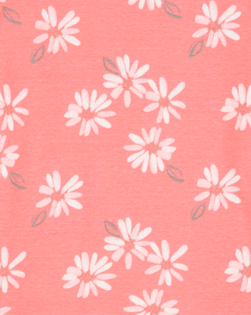 Girls 2-Piece Floral Print 100% Snug Fit Cotton Pajamas - Coral, 