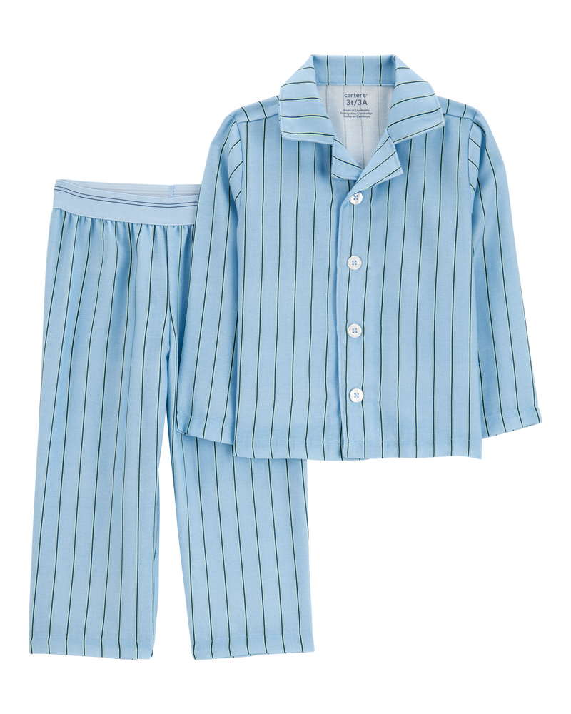 Toddler Striped Loose Fit 2-Piece Pajamas - Blue, image 1 of 3 slides