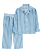 Toddler Striped Loose Fit 2-Piece Pajamas - Blue, image 1 of 3 slides