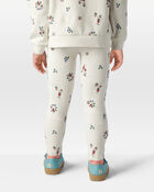 Toddler Girl Organic Cotton Ribbed Knit Pants in Berry Blossom Print, image 4 of 7 slides