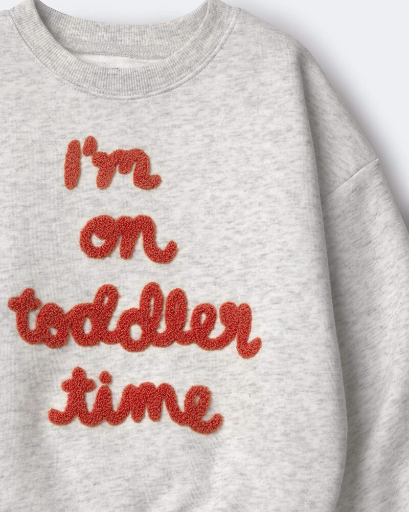 Toddler 'I'm On Toddler Time'  Dolman-Sleeve Sweatshirt - Heather Grey, image 6 of 6 slides