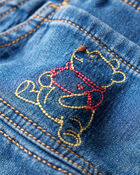 Baby Disney&copy; Winnie the Pooh Embroidered Knit-Like Denim Overalls - Dark Wash, image 4 of 5 slides