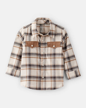 Baby Boy Western Plaid Cotton Long-Sleeve Button-Down, 