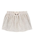 Baby 2-Piece Floral Short-Sleeve Top & Striped Skort Set - Tan/Black, image 5 of 6 slides