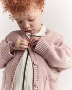 Toddler Girl Star & Moon Pocket Cardigan - Light Pink, image 3 of 7 slides