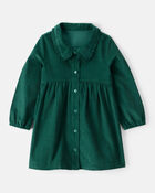 Toddler Girl Corduroy Long-Sleeve Occasion Dress - Green, image 1 of 5 slides
