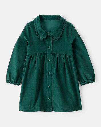 Toddler Girl Corduroy Long-Sleeve Occasion Dress - Green, 