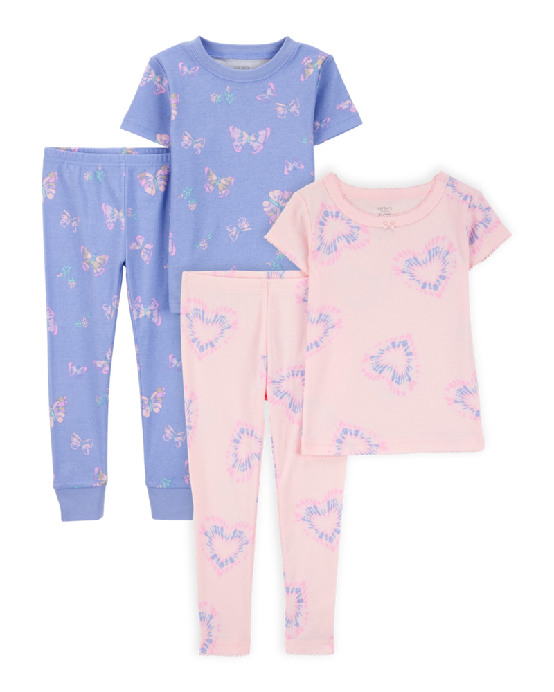 Toddler 4-Piece Snug Fit 100% Cotton Pajamas - Pink/Blue, image 1 of 5 slides