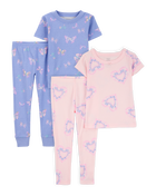 Toddler 4-Piece Snug Fit 100% Cotton Pajamas - Pink/Blue, image 1 of 5 slides