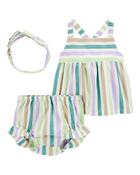 Baby Girl 3-Piece Striped Outfit Set, image 1 of 3 slides