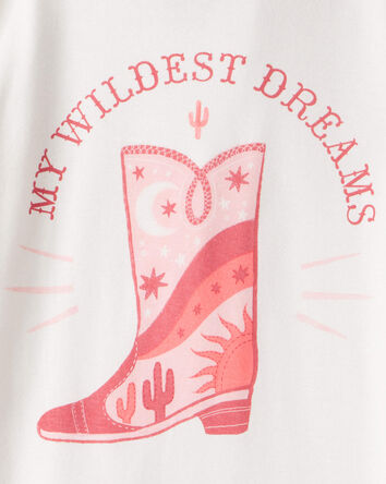 Girls Cowgirl Print 100% Cotton Long-Sleeve Snug Fit 4-Piece Pajamas - Pink, 