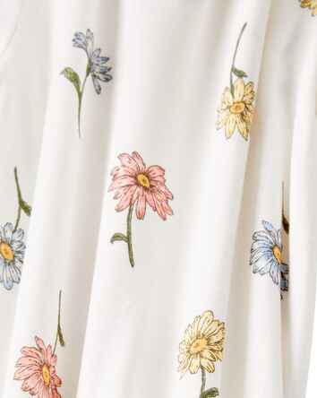 Baby Girl Floral Print 2-Way Zip PurelySoft Sleep & Play Pajamas - Ivory, 