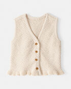 Baby Girl Button-Up Sleeveless Vest - Cream, image 1 of 3 slides