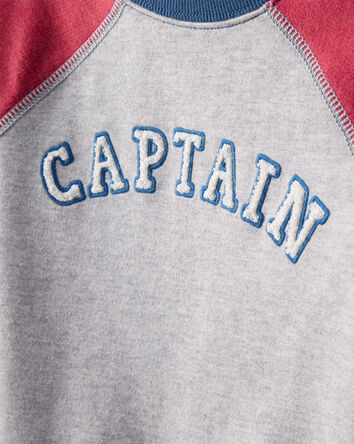 Toddler Boy French Terry Long-Sleeve Pullover Sweatshirt - Grey/Red, 