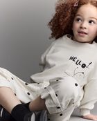 Toddler Hello!' Pullover Sweatshirt - Cream, image 1 of 6 slides