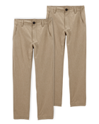 Kid 2-Pack Active Uniform Pull-On Pants - Khaki, image 1 of 4 slides