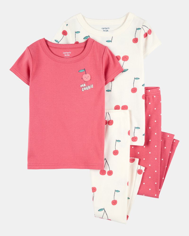 Baby 4-Piece Cherry Cotton Pajamas, image 1 of 4 slides