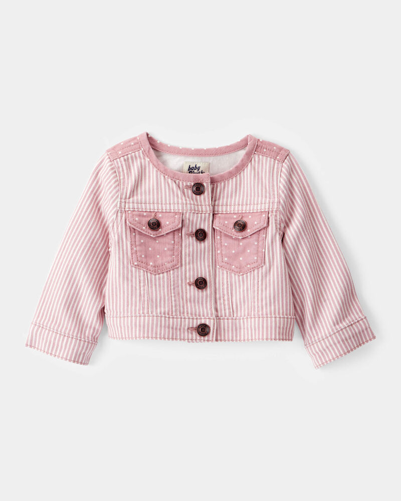 Baby Girl Vintage Inspired Hickory Denim Jacket -  Pink, image 1 of 3 slides
