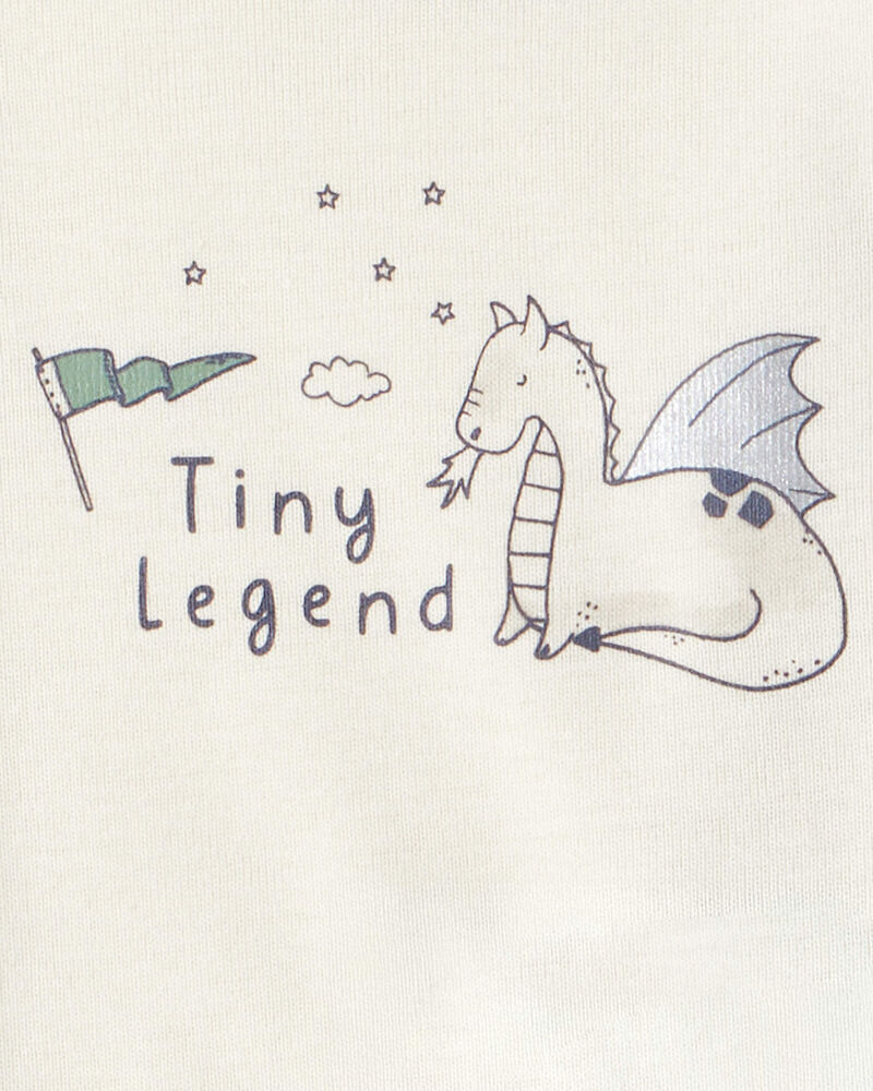 Baby Boy Dragon Print Cotton Long-Sleeve Bodysuit & Pant Set - Green/White, image 4 of 6 slides