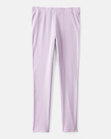 Girls 100% Cotton Pull-On Stretch Leggings - Purple, 
