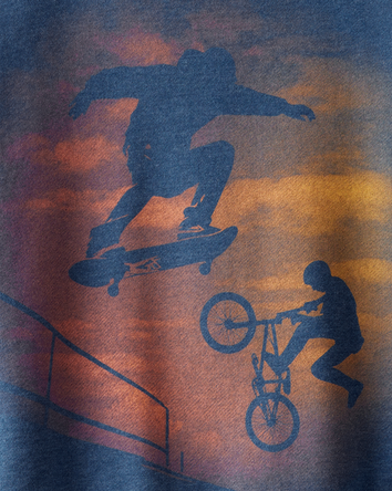 Kid BMX Skater Graphic Sweatshirt - Blue, 