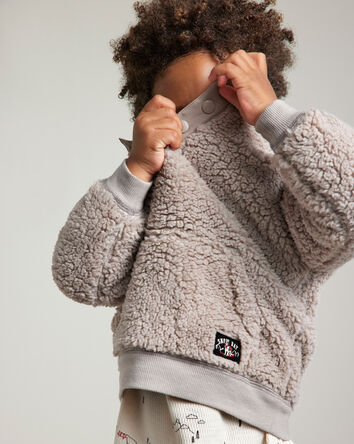 Toddler Boy Sherpa Pullover Sweatshirt - Brown , 