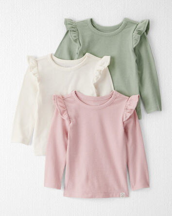 Baby Girl 3-Pack Organic Cotton Ribbed Tees, 