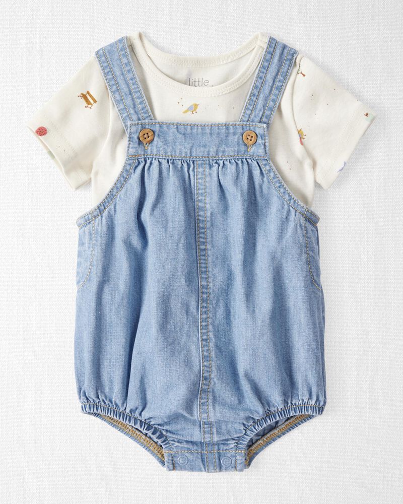 Baby Organic Cotton Chambray Bubble Set, image 1 of 6 slides