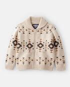 Toddler Boy Southwestern Zip-Up Sweater - Ivory, image 1 of 3 slides