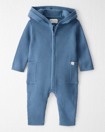 Baby Organic Cotton Ribbed Sweater Knit Jumpsuit, 