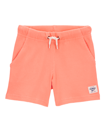 Baby Waffle Knit Drawstring Shorts - Orange, 