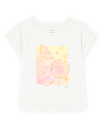Kid Short-Sleeve Lemon Fashion Top - Ivory, 
