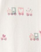 Baby Girl Train Print 100% Cotton Long-Sleeve Snug Fit Sleep & Play Pajamas - Cream, image 3 of 4 slides