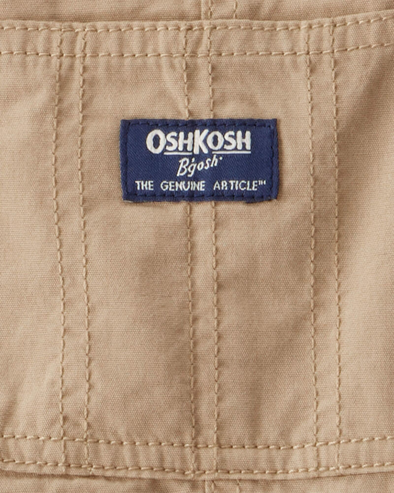 Toddler Lightweight Plaid-Lined Canvas Overalls - Khaki, image 3 of 4 slides