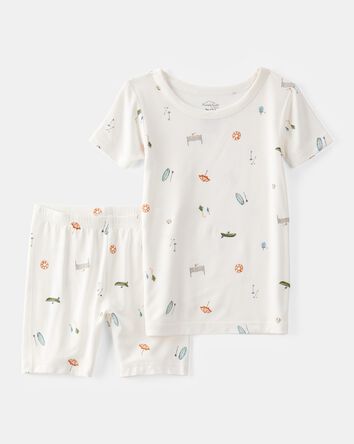 Toddler Boy Camp Print PurelySoft 2-Piece Pajamas - Ivory, 