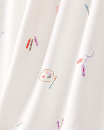 Toddler Girl Painting & Coloring Print PurelySoft Long-Sleeve 2-Piece Pajamas - Ivory, 