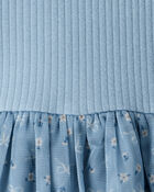 Baby Girl Floral Print Long-Sleeve Dress - Blue, image 4 of 5 slides