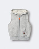 Toddler Boy French Terry Hooded Vest with Pocket - Heather Grey, image 2 of 5 slides