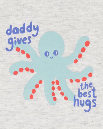 Baby Boy Octopus Daddy Sleeveless Bodysuit - Grey, 