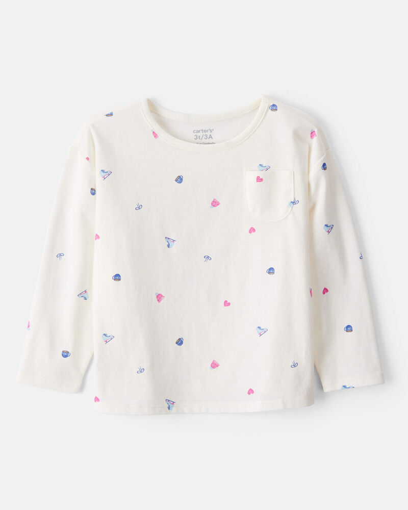 Toddler Girl Winter Print Long-Sleeve Top - White, image 1 of 3 slides