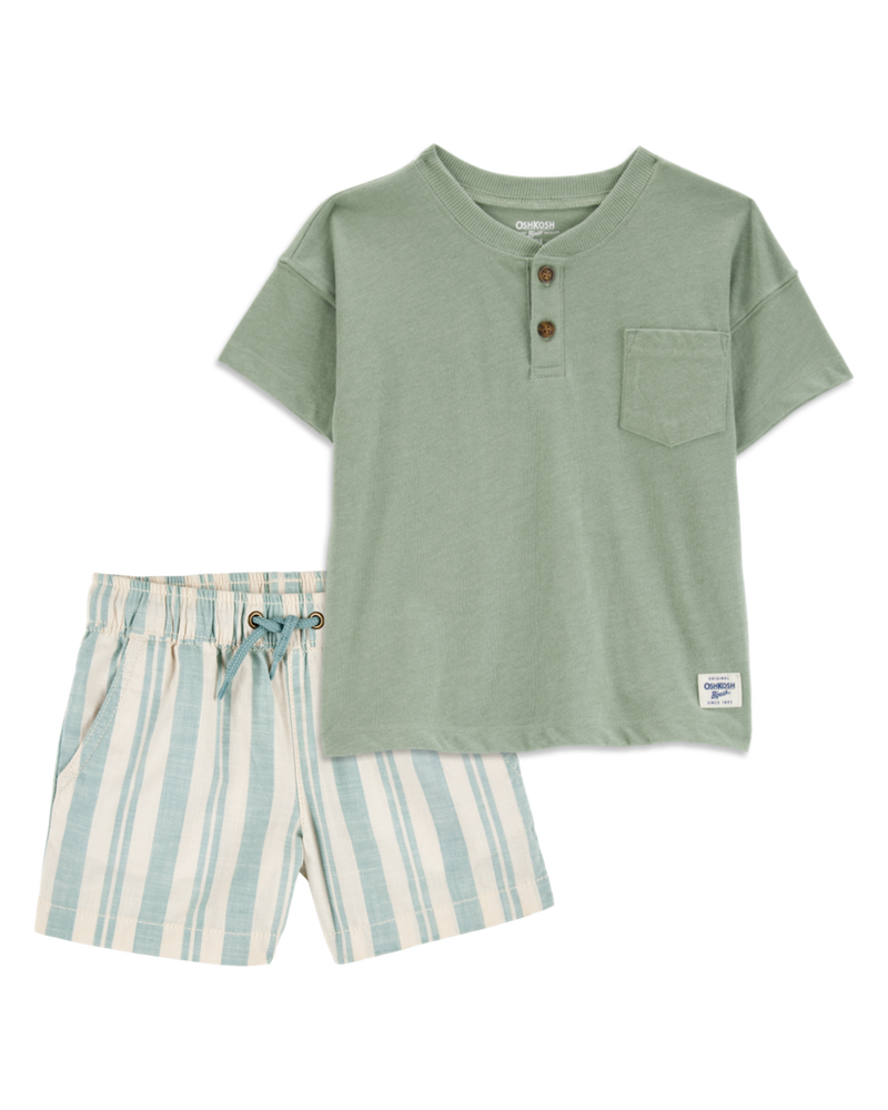 Toddler 2-Piece Pocket Henley Tee & Bermuda Shorts Set, image 1 of 8 slides