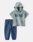 Baby Boy 2-Piece Roar Dinosaur Hooded Tee & Jogger Pant Set, image 1 of 4 slides