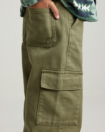 Boys Cotton Fashion Cargo Pants - Green, 