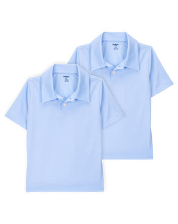 Kid 2-Pack Active Uniform Polo Shirts in Moisture Wicking BeCool&trade; Fabric - Blue, 