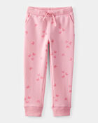 Toddler Butterfly Print Fleece Drawstring Joggers - Pink, image 1 of 6 slides