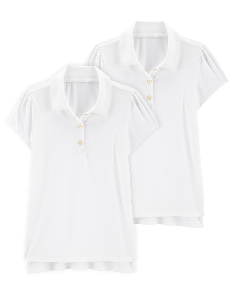 Kid 2-Pack Active Uniform Polo Shirts in Moisture Wicking BeCool&trade; Fabric - White, image 1 of 5 slides