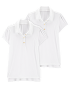 Kid 2-Pack Active Uniform Polo Shirts in Moisture Wicking BeCool&trade; Fabric - White, image 1 of 5 slides